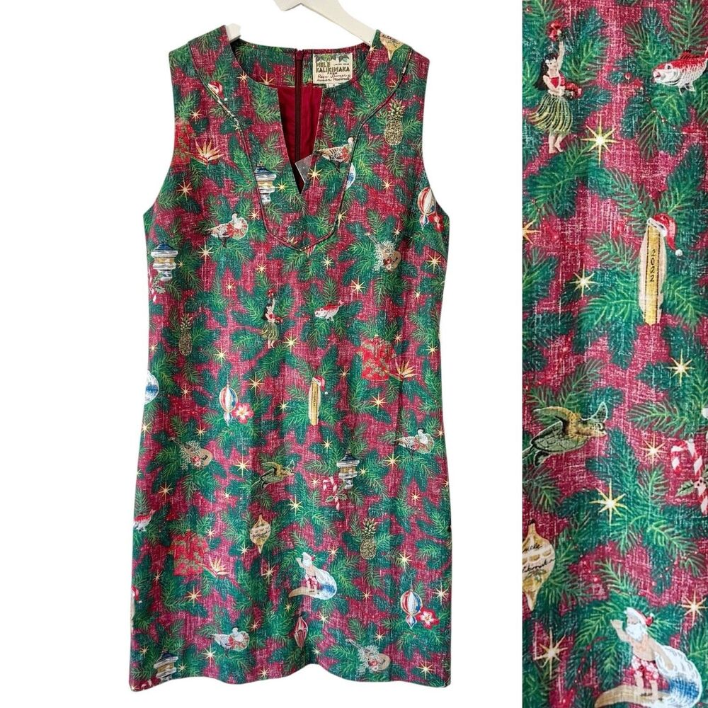 REYN SPOONER Christmas Mele Kalikimaka Lydia Dress Red Size 8 Women’s NWT 2022